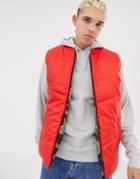 Collusion Reversible Camo Print Padded Vest In Tomato Red - Multi