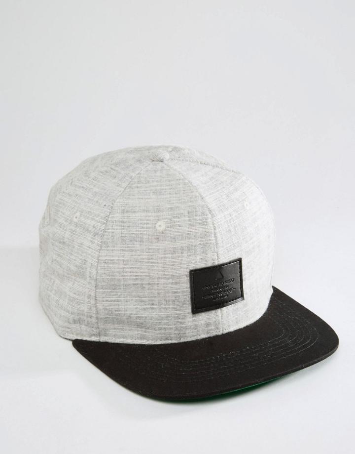 Asos Snapback Cap In Textured Canvas - Gray