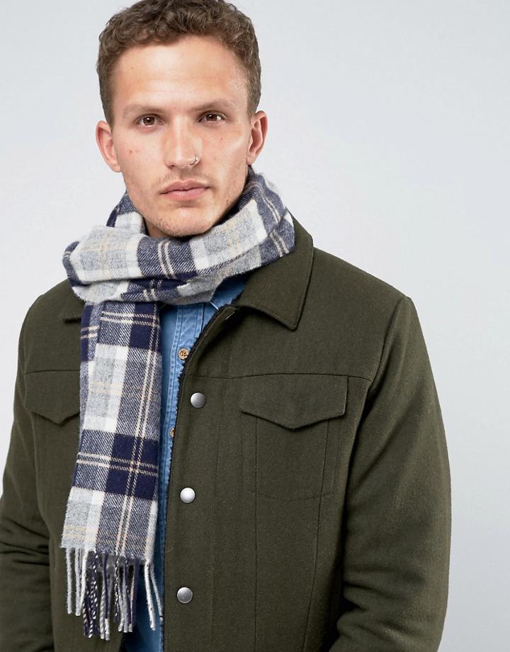 Glen Lossie Lambswool Plaid Scarf In Blue - Blue