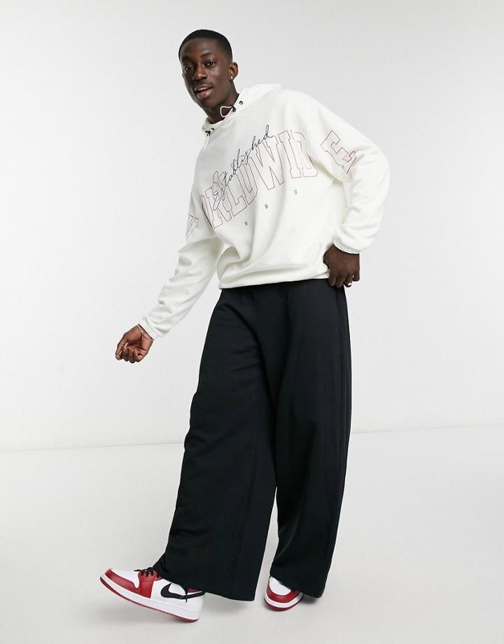 Asos Design Oversized Hoodie With Worldwide Front Print-white