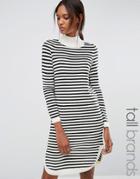 Vero Moda Tall Stripe Curved Hem Sweater Dress - Multi
