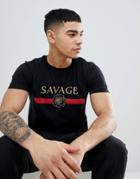 Boohooman T-shirt Savage Rose Print In Black - Black