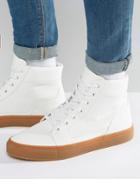Asos High Top Sneakers In White With Gum Sole - White