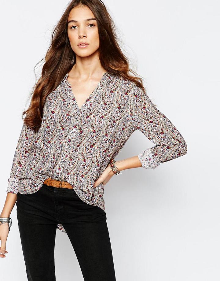 Esprit Paisley Print Shirt - Beige