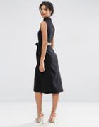 Asos High Neck Sleeveless Dress With Open Back - Black