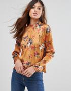 Qed London Printed Blouse - Yellow