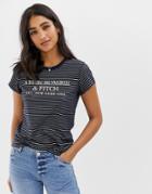 Abercrombie & Fitch T-shirt In Metallic Stripe With Embroidered Logo-black
