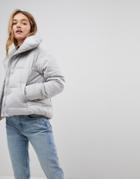 New Look Padded Quilt Jacket - Gray