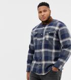 Only & Sons Checked Shirt With Cord Collar - Blue