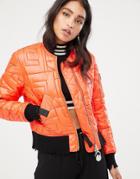 Diesel Cropped Padded Logo Jacket - Orange