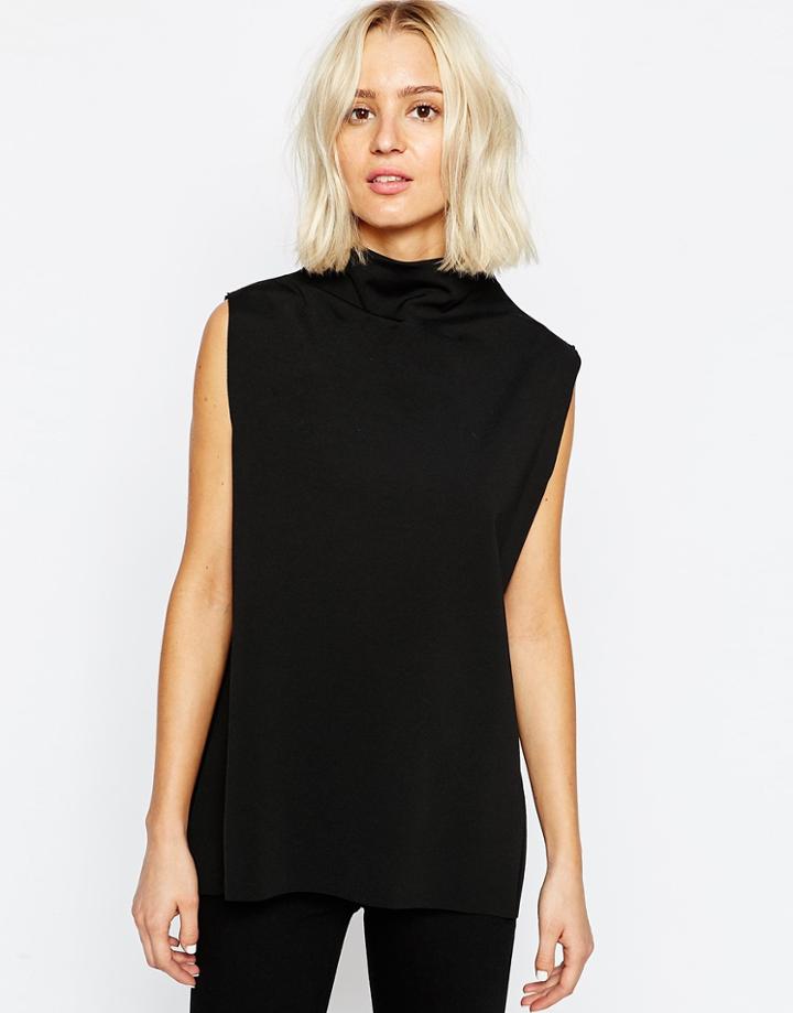 Weekday Clean Edge High Neck Sleeveless Top - Black