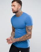 Asos Muscle Fit Crew Neck T-shirt In Blue - Blue
