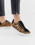 Asos Design Dove Lace Up Sneakers In Leopard Mix-multi