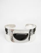 Asos Half Moon Hammered Cuff Bracelet - Silver