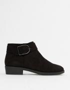 New Look Buckle Flat Ankle Boot - Black