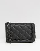 Asos Quilted Shoulder Bag With Chain Handle - Black