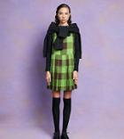 Collusion Pleated Mini Pinafore Dress In Brown And Green Check