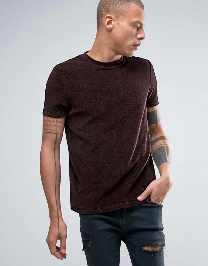 Asos T-shirt In Towelling Fabric In Brown - Brown