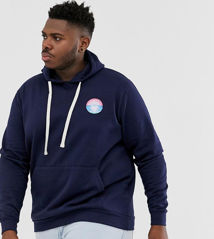 Friend Or Faux Plus Loveset Back Print Hoodie-navy