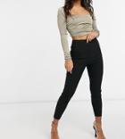 Asos Design Petite High Waist Pants In Skinny Fit In Black