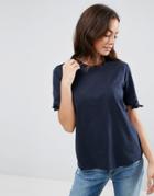 Asos T-shirt With Tie Sleeve - Blue