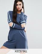 Asos Tall Contrast Stripe Romper With Cut Out Elbows - Navy
