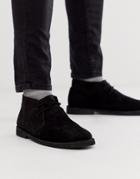 Asos Design Desert Chukka Boots In Black Suede