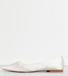 Asos Design Wide Fit Virtue D'orsay Pointed Ballet Flats In Ivory Satin-white