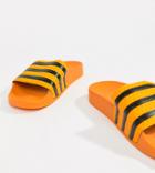 Adidas Originals Adilette Slider Sandals In Orange - Black
