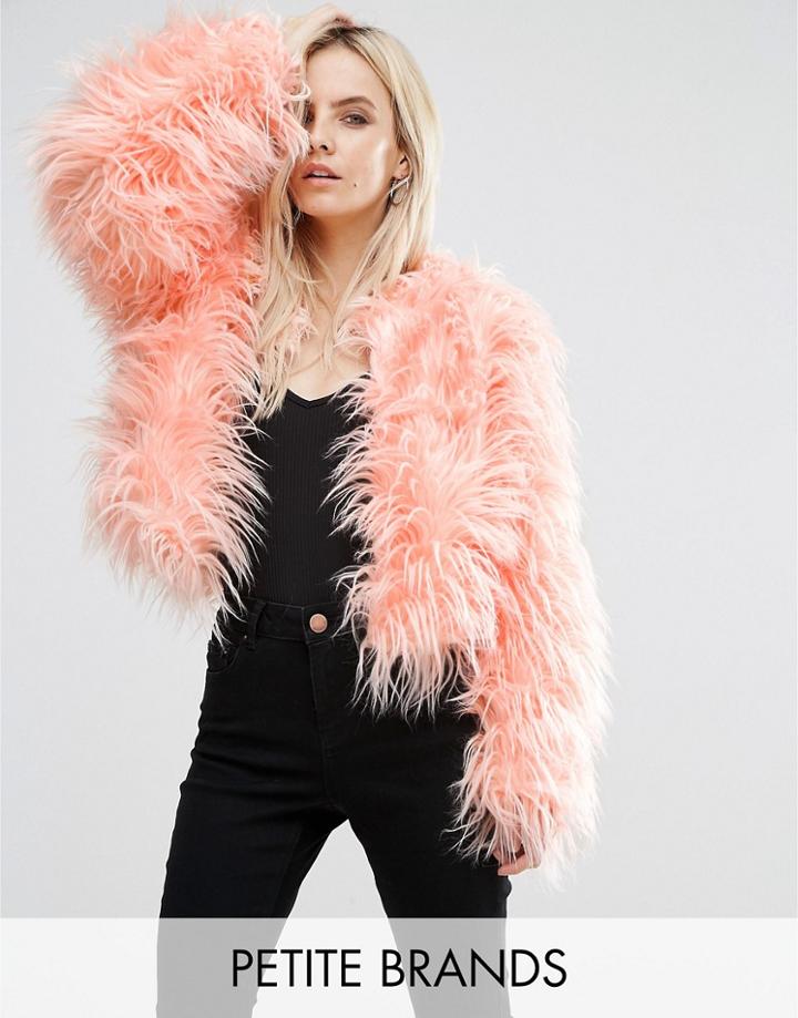 Missguided Petite Faux Fur Jacket - Pink