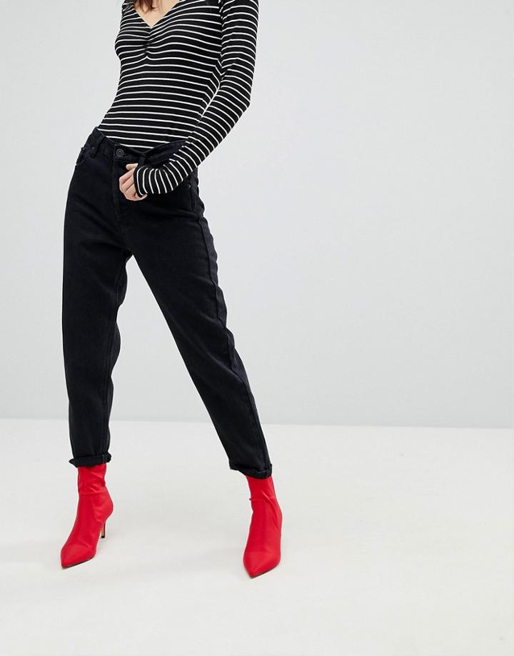 Stradivarius Mom Fit Jean - Black