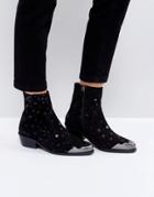 Asos Amma Suede Star Boots - Black