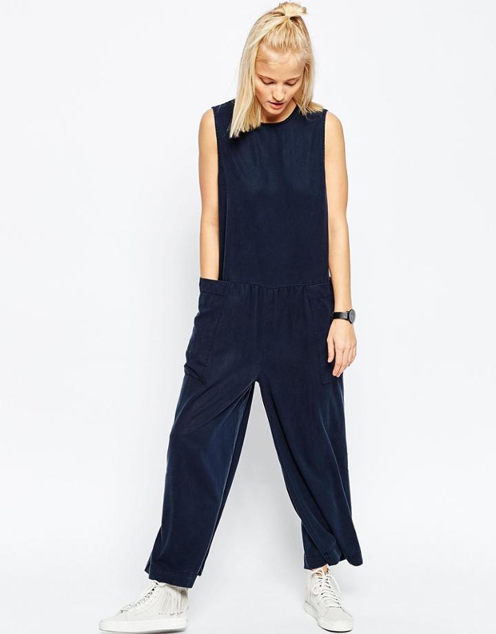 Asos White Wide Leg Jumpsuit - Blue