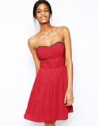 Little Mistress Bandeau Prom Dress With Embellished Trim - Watermelon $72.36