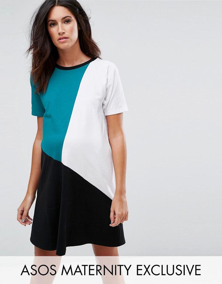 Asos Maternity Color Block Dress - Green