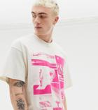 Reclaimed Vintage Inspired Oversized T-shirt With Pink Photographic Print - Stone