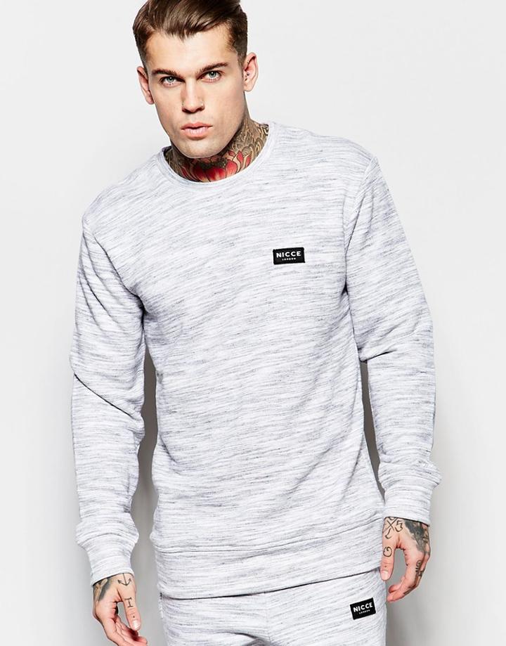 Nicce London Crew Neck Sweatshirt In Gray Space Dye - Gray