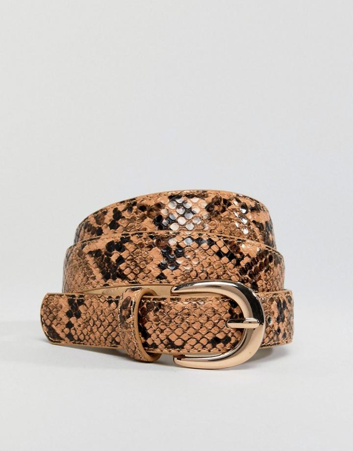 Pieces Snake Print Jean Belt - Brown