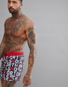 North Sails Volley Swim Short In All Over Logo Print - Navy