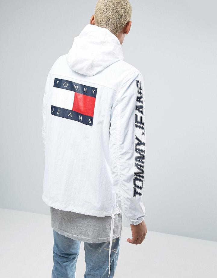 Tommy Jeans 90s Packable Jacket M16 Hooded Overhead In White - White
