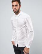 Asos Skinny Oxford Stripe Shirt In Pink - Pink
