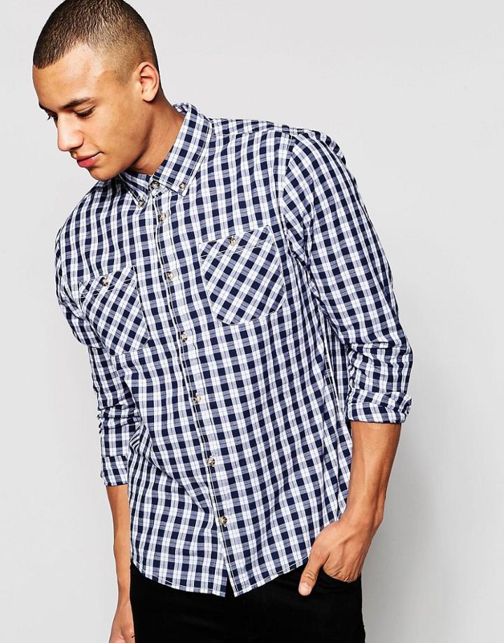 D-struct Plaid Shirt - Navy