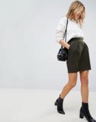 Asos Tailored Ruffle Paperbag Waist A-line Mini Skirt - Green