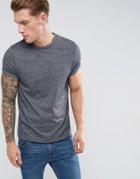 Asos T-shirt With Roll Sleeve In Heavyweight Twisted Jersey In Navy - Navy