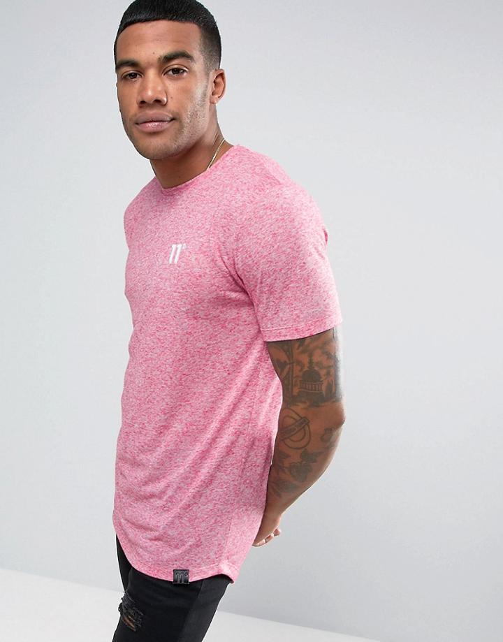11 Degrees Muscle T-shirt In Burgundy With Fleck - Red