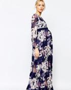 Little Mistress Maternity Wrap Front Floral Print Maxi Dress - Multi