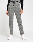 River Island Plaid Pants In Gray-grey