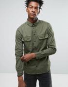 Casual Friday Military Shirt In Regular Fit - Green