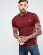 Fred Perry T-shirt With Crew Neck In Rosewood - Red