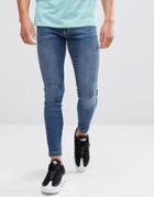 11 Degrees Muscle Fit Jeans In Midwash Blue - Blue
